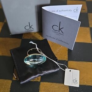 Calvin Klein Aqua Green Oval Crystal Ring